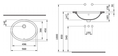 Bocchi Parma Tezgah Altı Lavabo 56 cm 1384-001-0125 BEYAZ