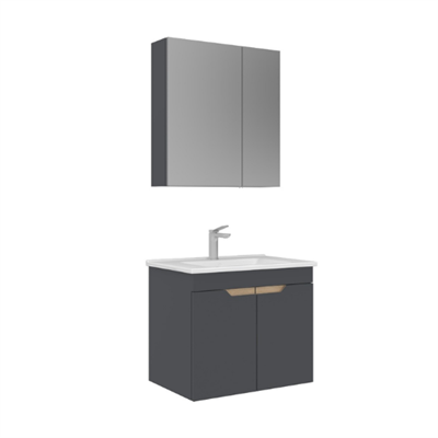 Orka Lena 65 cm Ayna Dolaplı Kapaklı Banyo Dolabı Takımı Antrasit