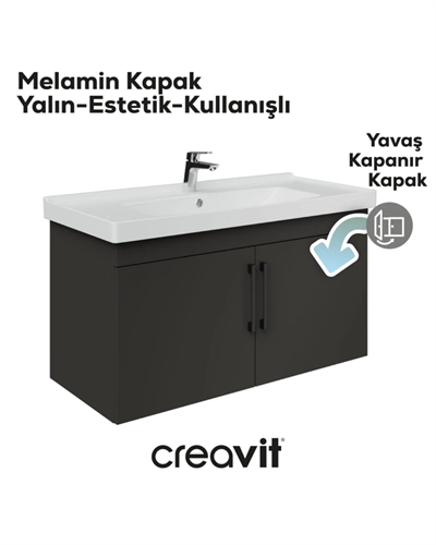 Creavit D20 Kapaklı Lavabo Dolabı 100 cm Antrasit