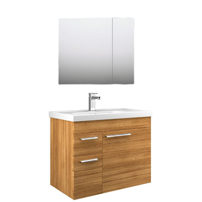  Orka Enez 80 cm Banyo Dolabı Takım Koyu Meşe (Teak)