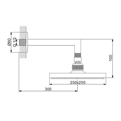 NEWARC CORNER DUVARDAN AYARLI DUŞ BAŞLIĞI-KROM METAL