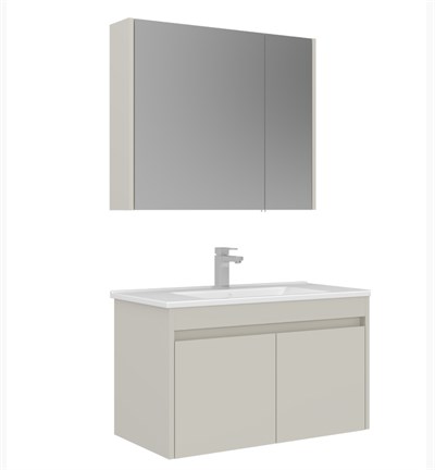 Orka Arno Kapaklı 85 cm Banyo Dolabı Takımı Parlak Kaşmir Armatür Hediyeli