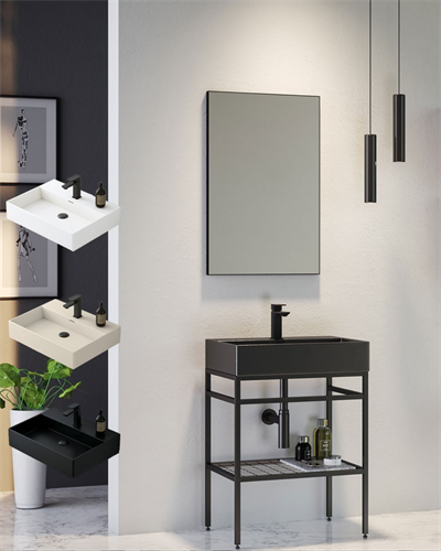 Orka Capetown 60 CM Banyo Alt + Lavabo Siyah