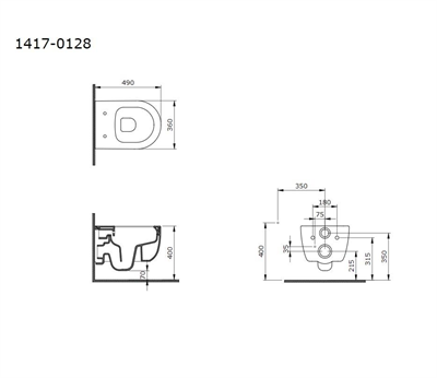 Bocchi 1417-029-0128 V-Tondo Rimless Kısa Asma Klozet ve Kapağı Mat Buz Mavisi