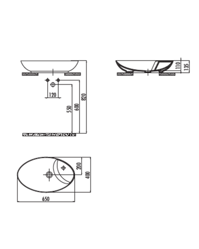 Creavit Petra Tezgah Üstü Lavabo 65 Cm.PR065