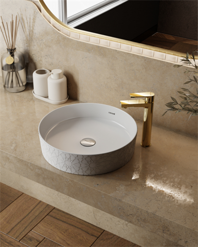 Creavit LP140 Loop Yuvarlak Çanak Lavabo Ø40 cm Selçuklu Rölyef Uygulamalı