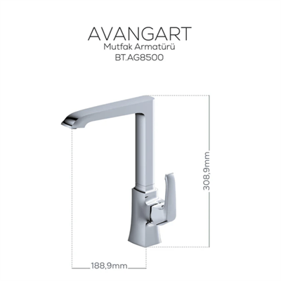 CREAVİT AG8500  Avangart Mutfak Armatürü Krom