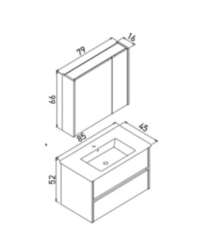 Orka Side 85 CM Çekmeceli Banyo Dolabı Takım Mat Antrasit