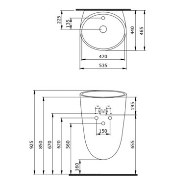 Bocchi Venezia Asma Monoblok Lavabo Parlak Siyah 1083-005-0126