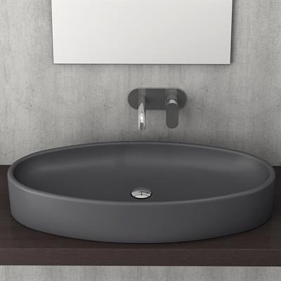 Bocchi 1014-020-0125 Vessel Elips Çanak Lavabo 85 cm Mat Antrasit