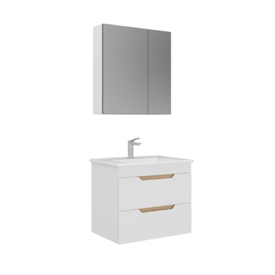 Orka Lena 65 cm Ayna Dolaplı Çekmeceli Banyo Dolabı Beyaz