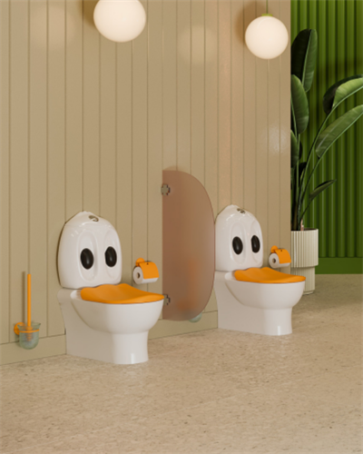 CREAVİT Ducky Duvara Dayalı Çocuk Klozet, Rezervuar Ve Kapak DC360