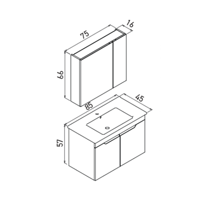Orka Lena 85 cm Ayna Dolaplı Kapaklı Banyo Dolabı Takımı Mat Beyaz