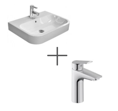 Duravit HappyD.2 60 cm Lavabo Ve No.1 Lavabo Bataryası, Medium