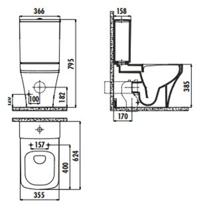 Creavit SO361 Solo Kanalsız Duvara Dayalı Klozet, Yavaş Kapanan Kapak ve İç Takım Set
