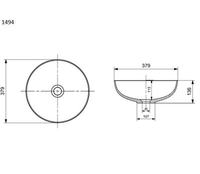 Bocchi 1494-020-0125 Slim Line Yuvarlak Lavabo 38 cm Mat Antrasit