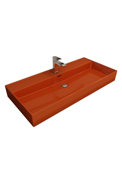 Bocchi Milano Tezgah Üstü Lavabo 100 Cm Parlak Turuncu 1378-012-0126