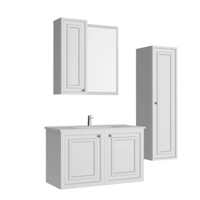 Creavit Kayra Mat Beyaz Lavabo Dolabı Takımı Dolaplı 100 cm