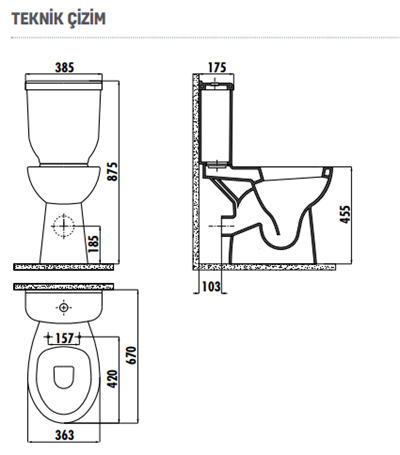Creavit BD315 Bedensel Engelli Arkadan Çıkışlı Klozet