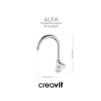 Creavit AL8500 Alfa Mutfak Bataryası Krom