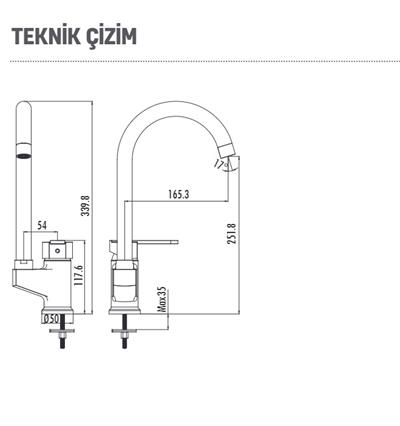 Creavit VG8640 Vega Mutfak EVİYE Bataryası Krom
