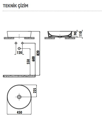 Creavit UL145 Ultra Kare Çanak Lavabo 45 Cm Parlak Beyaz