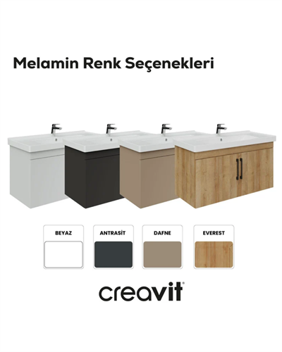 Creavit D20 Kapaklı Lavabo Dolabı 100 cm Antrasit