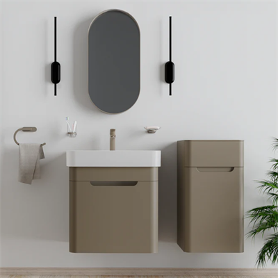 Creavit CO0060.41 Colorit Kapaklı Lavabo Dolabı 60 cm Ve Oval Ayna Cappuccino