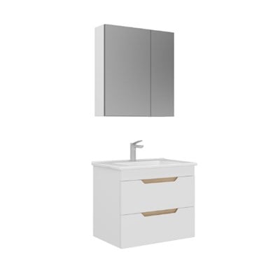Orka Lena 65 cm Ayna Dolaplı Çekmeceli Banyo Dolabı Beyaz