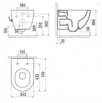 Creavit Free Rim-Off Asma Klozet Beyaz FE322 (kapak dahil değil)