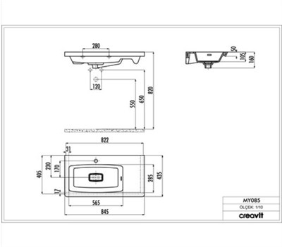 CREAVİT MY085 Memory 85 cm Etajerli Dolap Uyumlu Lavabo