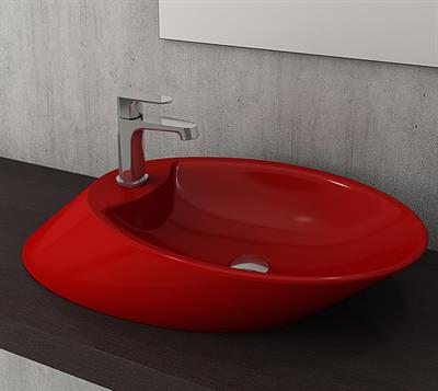 Bocchi 1021-019-0126 Vessel Bataryalı Çanak Lavabo 72 cm Kırmızı