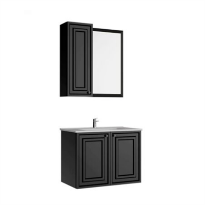 Creavit Kayra Mat Antrasit Lavabo Dolabı Takımı Dolaplı 80 cm