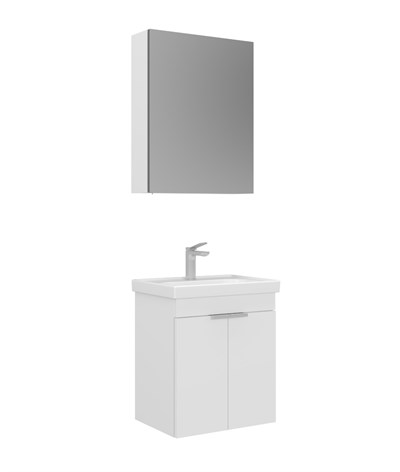 Orka Desna 50 cm Asma Banyo Dolabı Set, Dolaplı Ayna Beyaz