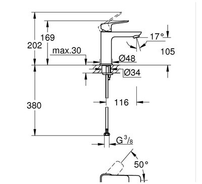 GROHE Lavabo Bataryası Cubeo M-Boyut Mat Siyah 1017552430