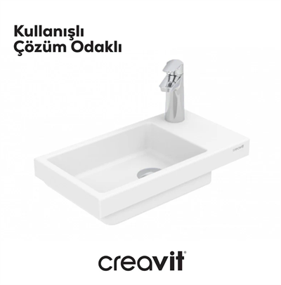 Creavit TP025 Elmas Tezgah Üstü Lavabo 25X45 cm Beyaz