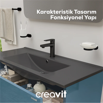 CREAVİT Sharp Mat Siyah Lavabo Bataryası SR1500S