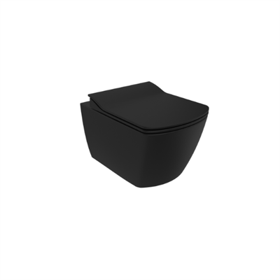 Creavit EG321 Elegant Rim-Off Duroplast Yavaş Kapanan Klozet Kapaklı Kömür Karası Mat Siyah Set
