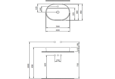 Bocchi 1600-001-0126 Sottile Slim Line Oval Batarya Banklı Lavabo 60x45 cm Parlak Beyaz