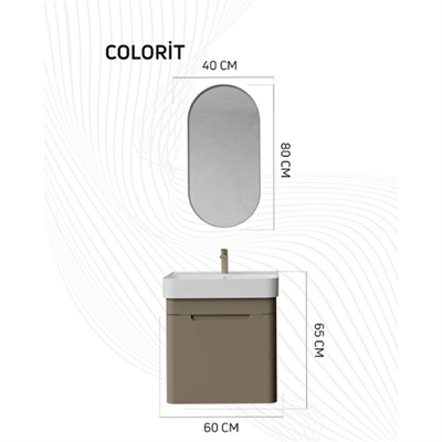 Creavit CO0060.42 Colorit Kapaklı Lavabo Dolabı 60 cm Ve Oval Ayna Nil Yeşili