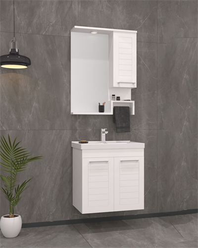 Orka Perge 65 CM Banyo Dolabı Takım Parlak Beyaz 