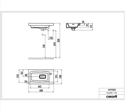 CREAVİT MY060 Memory Etajerli 60 cm Lavabo