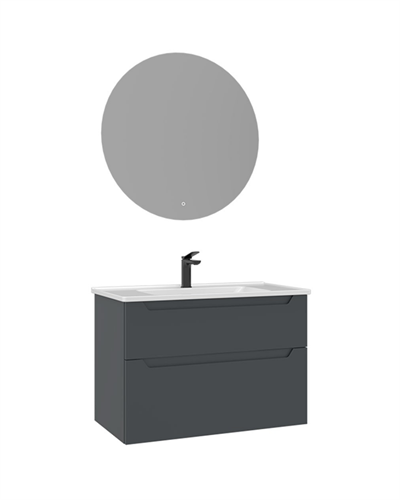 Orka Messina 85 cm Banyo Dolabı Takımı Led Aynalı Mat Antrasit