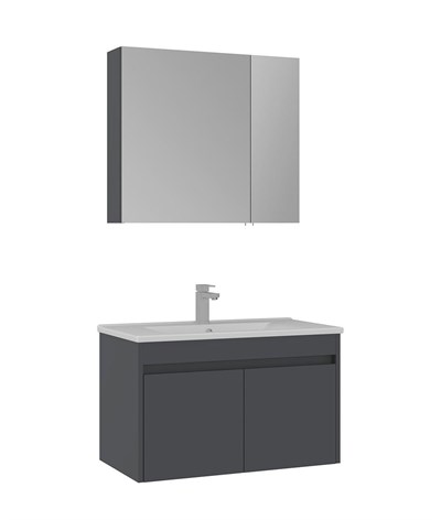 Orka Side 85 CM Kapaklı Banyo Dolabı Takım Mat Antrasit