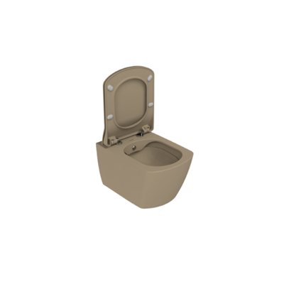Creavit Eg321 Elegant Rim-off Kanalsız Duroplast Yavaş Kapanan Klozet Kapaklı Mat Cappucino Set Mat Cappucino