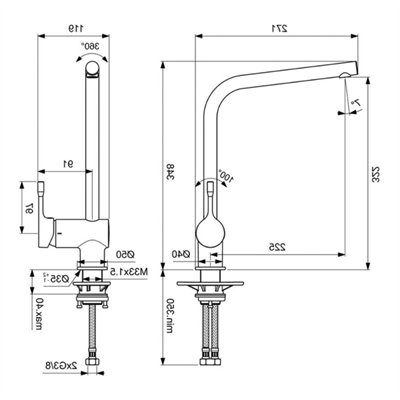 İdeal Standard BC174XG Ceralook Kuğu Eviye Bataryası-Silk Black