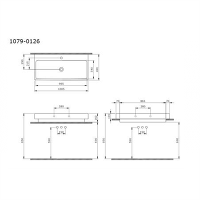 Bocchi Scala Tezgah Üstü Lavabo 100 Cm P. Beyaz 1079-001-0126
