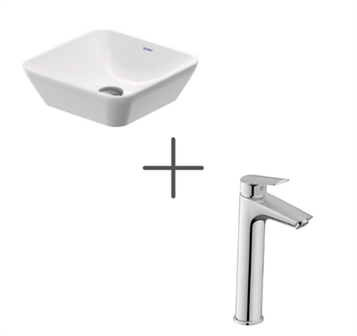 Duravit D-Neo 40 cm kare Çanak Lavabo Ve No.1 Lavabo Bataryası Large