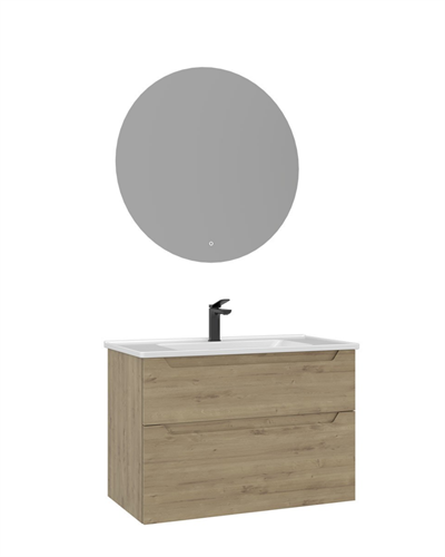 Orka Messina 100 cm Banyo Dolabı Takımı Led Aynalı Meşe