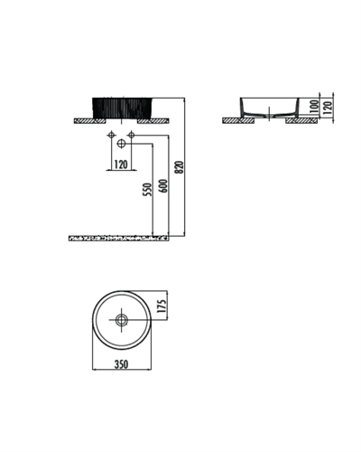 Creavit Trace 35 cm Tezgah Üstü Lavabo Parlak Beyaz